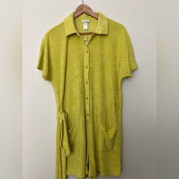 NWT Andie Swim The Palma Terry Button- Up Romper in Honeysuckle Size S - Picture 2 of 7